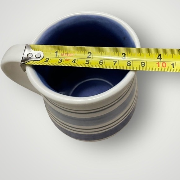 Pfaltzgraff Stoneware Striped Mugs Set 4 Blue White Rustic Farmhouse Coffee Cups - Picture 7 of 7